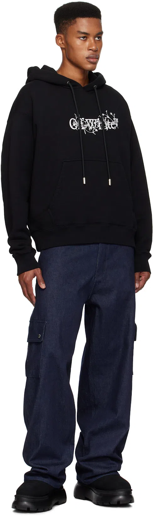 OFF-WHITE Black Skate Cloudy Arrow Hoodie In Animal Print