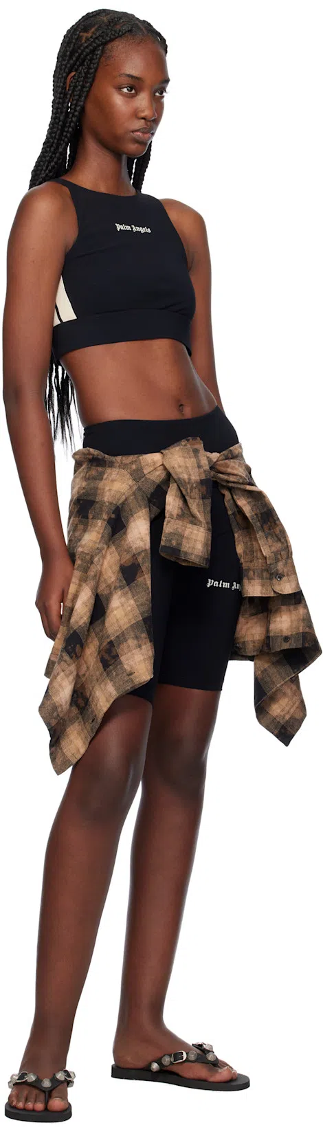 BALENCIAGA Women Black Rubber Cagole Thong Slippers In Multi