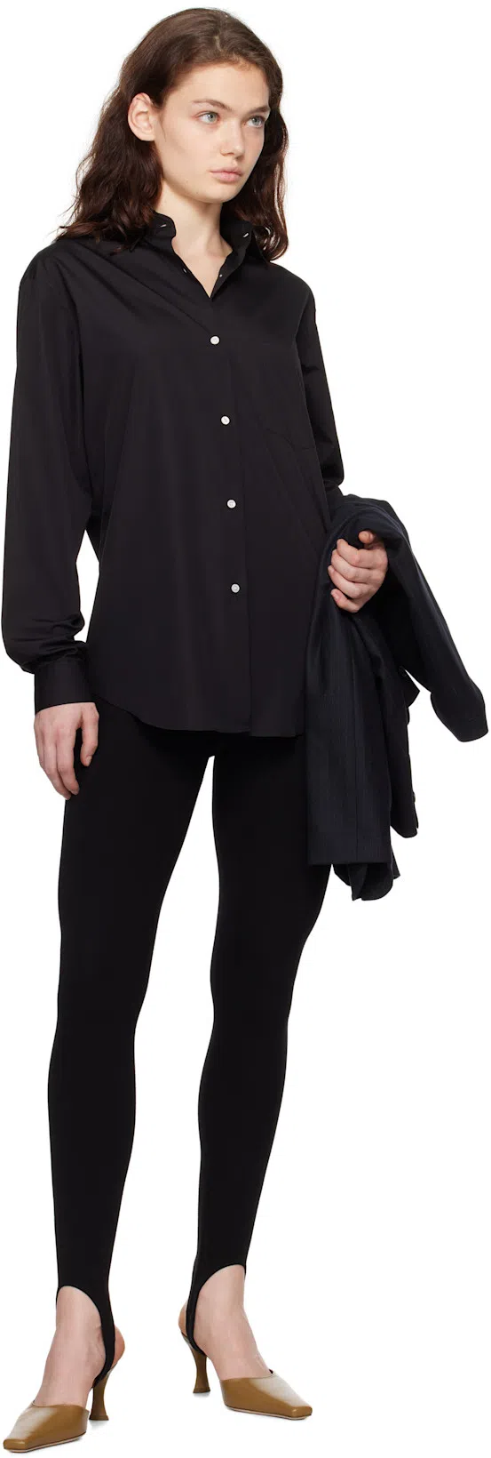 AURALEE Navy Wool Fulling Flannel Stripe Blazer In Blue