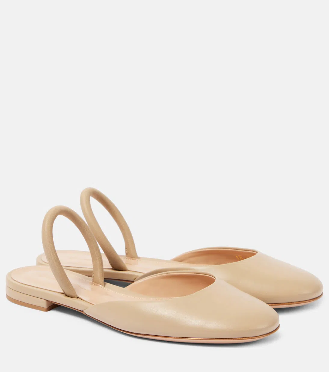 GIANVITO ROSSI Leather Ballet Flats In Beige