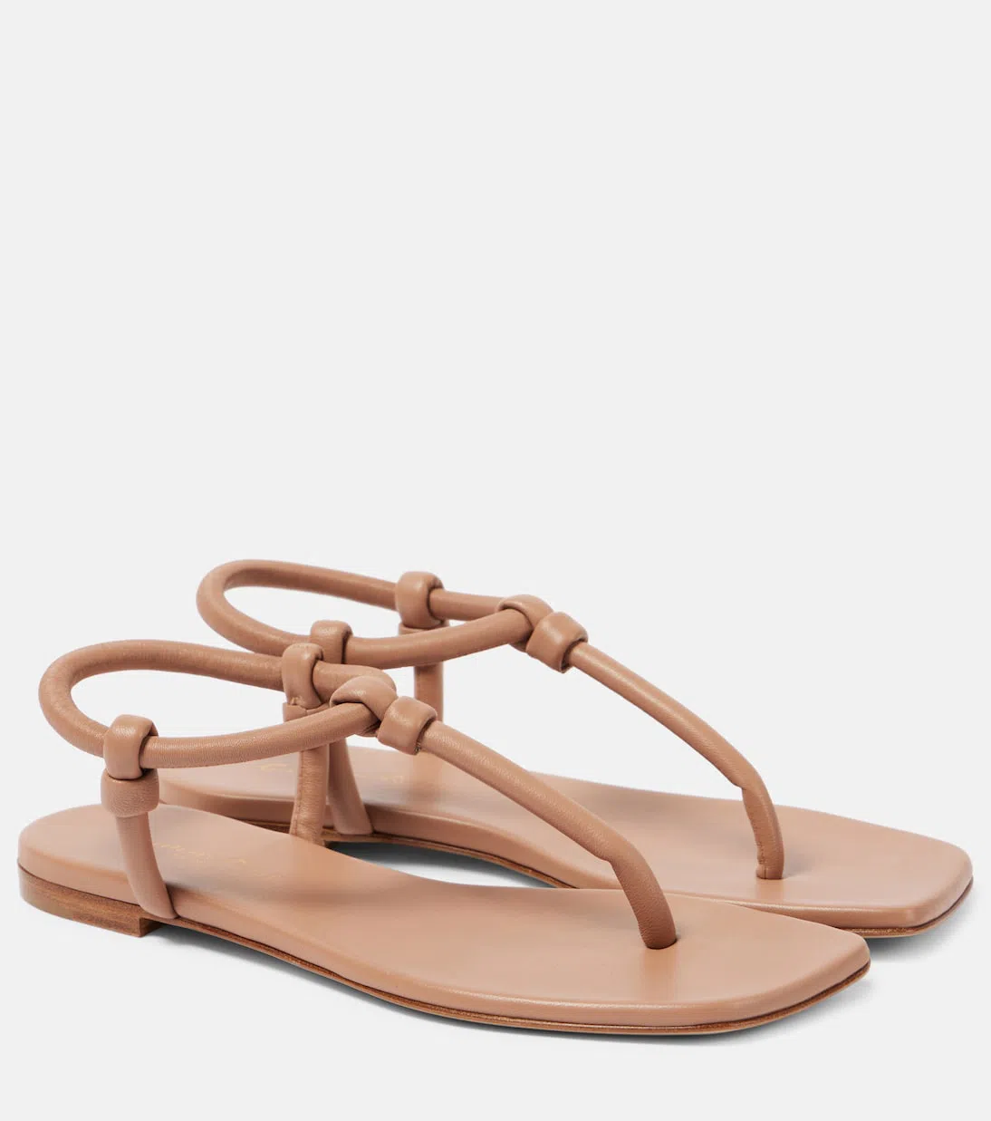 GIANVITO ROSSI Juno Tubular Leather Thong Sandals In Brown