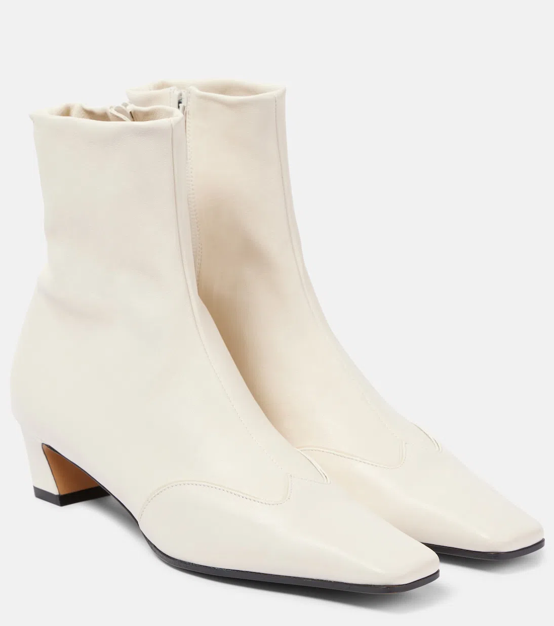 KHAITE Leather Nevada Booties With Inner Zip 5cm In White