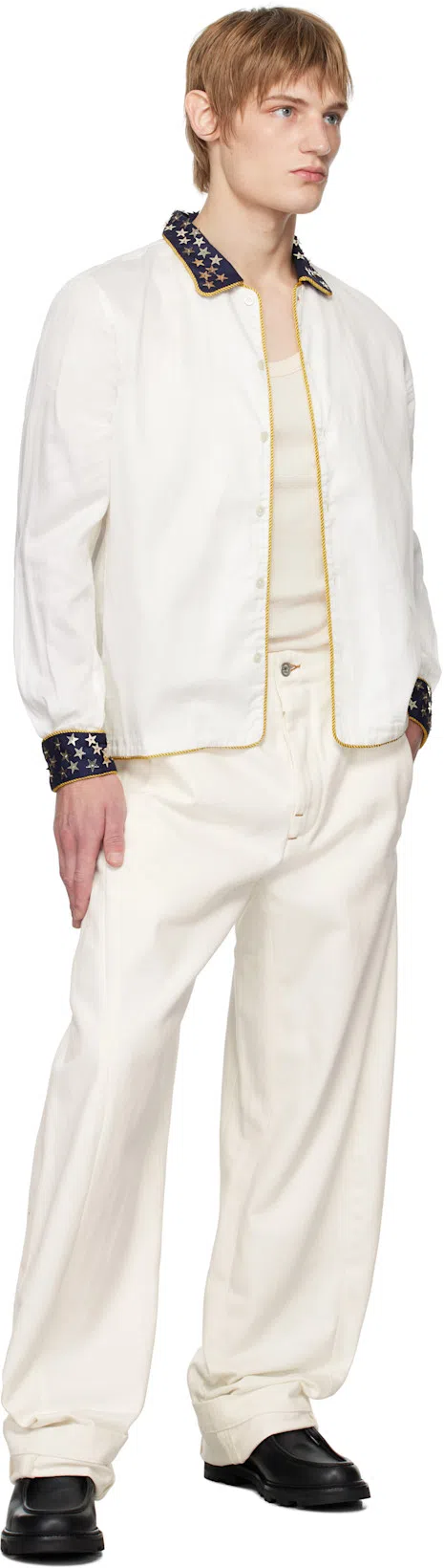 BODE Starry Pageant Shirt In Ecnvy Ecru Navy