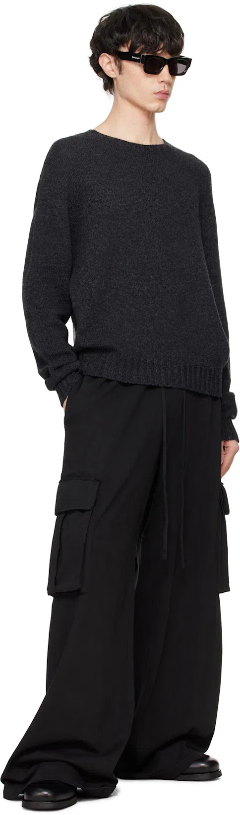 PALM ANGELS Black Bodie Sunglasses In Black/dark Grey