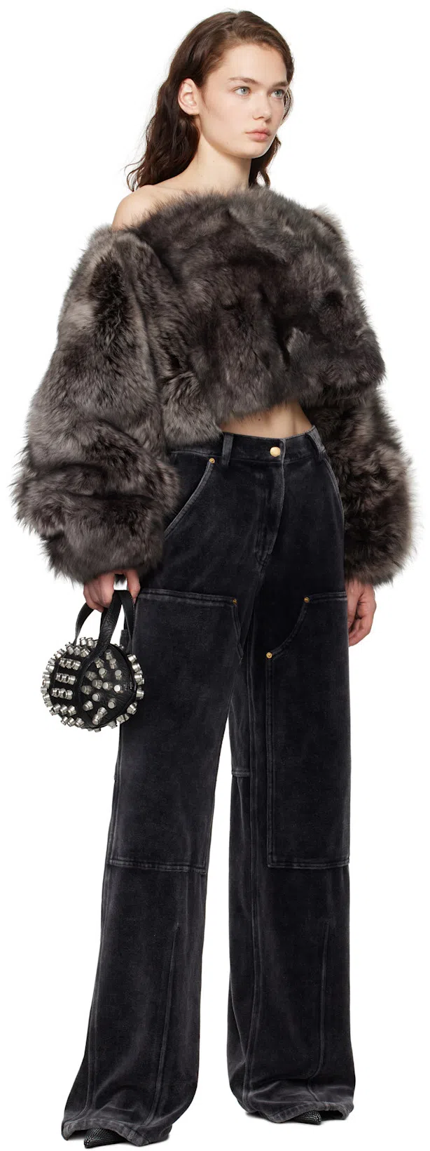 ALEXANDER WANG 90mm Irina Mules In Grey Aged