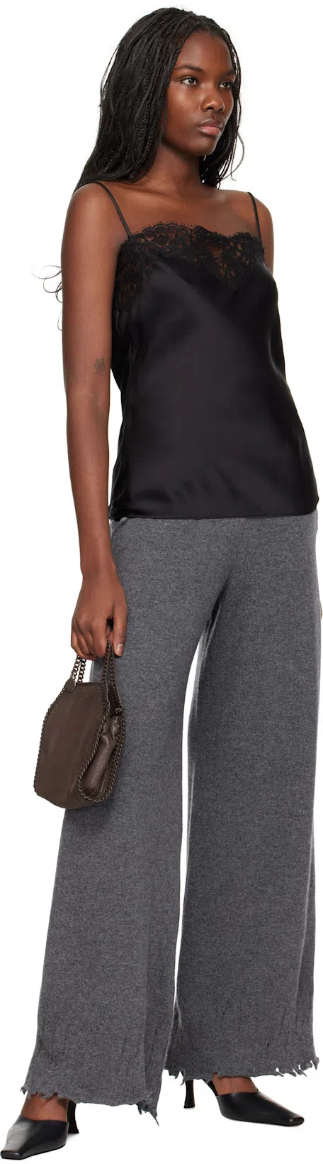 STELLA MCCARTNEY Women's Sleeveless Lace Satin Top In Black