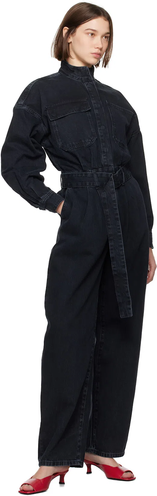 FRAME The Cocoon Jumpsuit Woman Jumpsuit Black Size L Organic Cotton