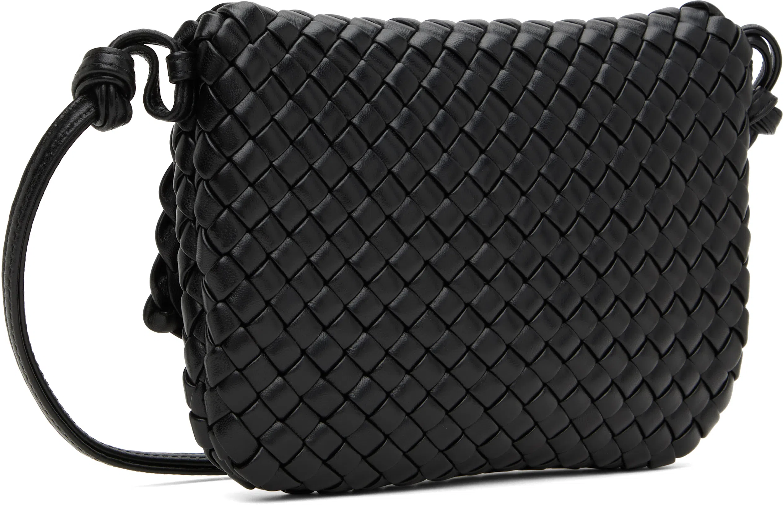 BOTTEGA VENETA Black Cobble Messenger Bag In Black-gold