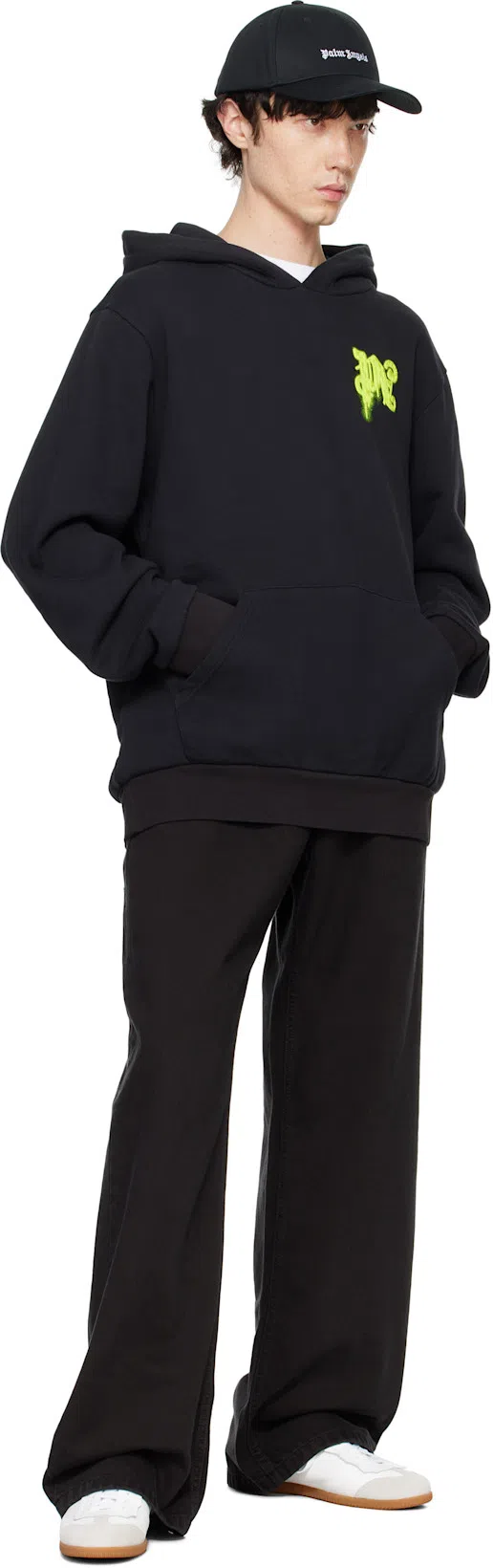 PALM ANGELS White Logo Print T-shirt In Gray