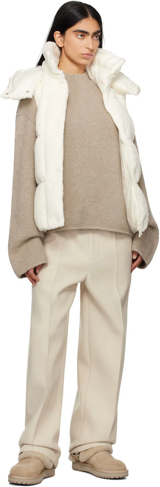 BURBERRY Chubby Snow Boots In Suede And Beige Shearling Women In Neutral