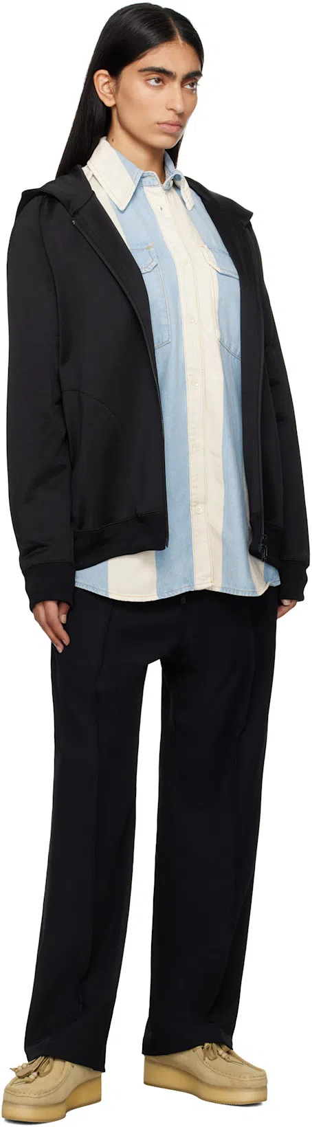 FRAME The Borrowed Oversized Striped Cotton-poplin Shirt In Blue White Stripe