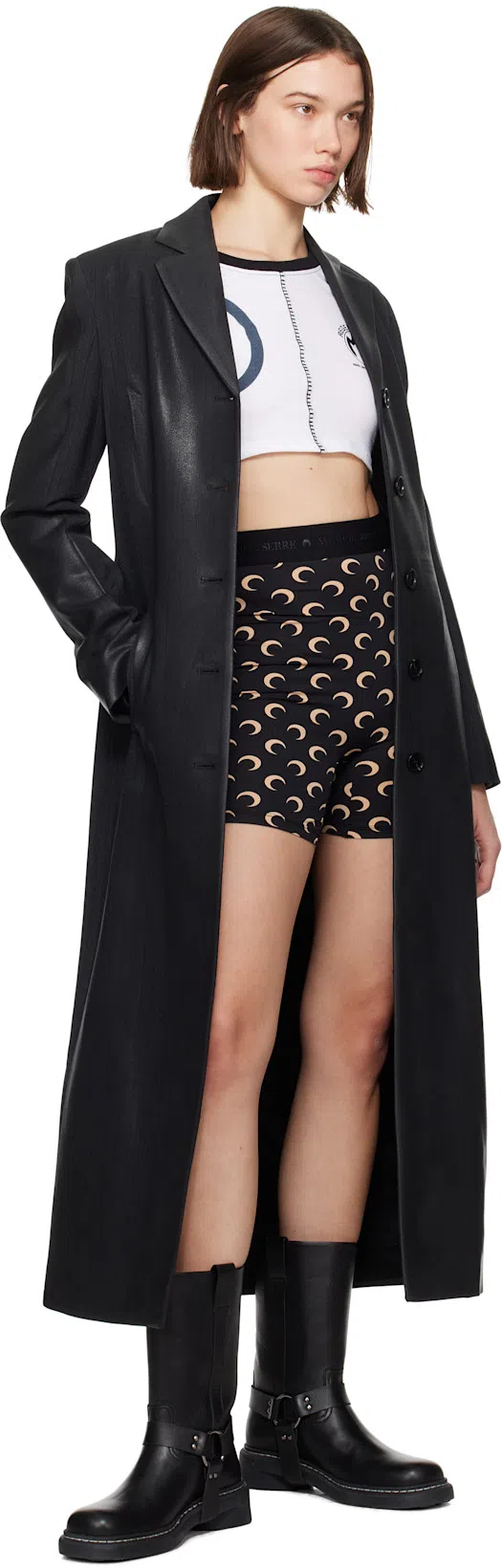 MARINE SERRE Womens Inverse Tan Moon Logo Stretch-jersey Shorts Xl In Black