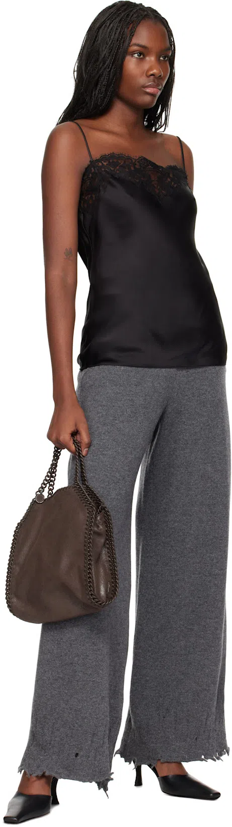 STELLA MCCARTNEY Women's Sleeveless Lace Satin Top In Black