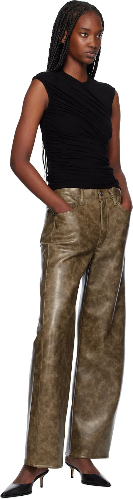 AGOLDE Ester Twist Tank Top In Black