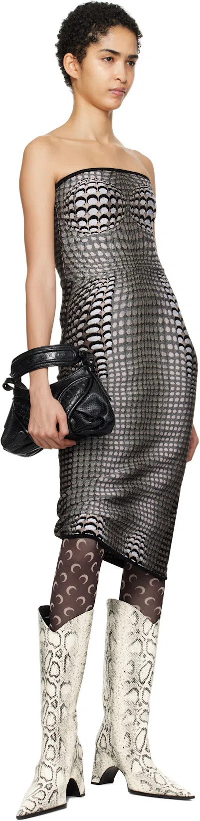 MARINE SERRE Brown Moon Print Mesh Tights