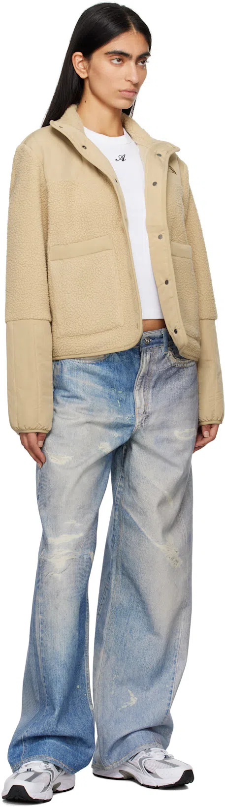 OUR LEGACY High Waist Boyfriend Jeans With Distressed Finish In Blue