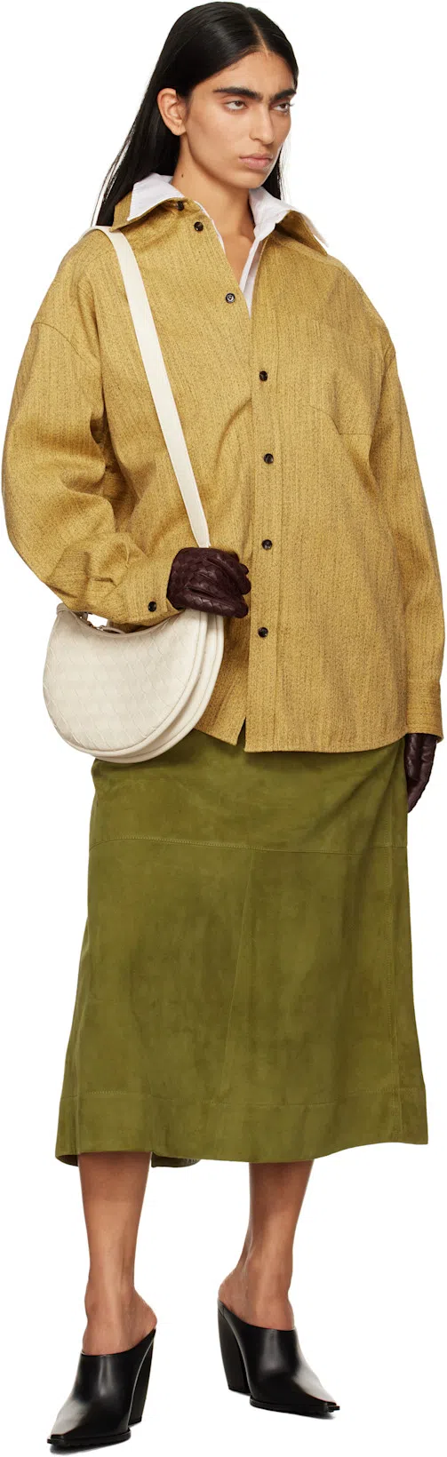 BOTTEGA VENETA Leather Tex Mules With Covered Heel 10cm In Black