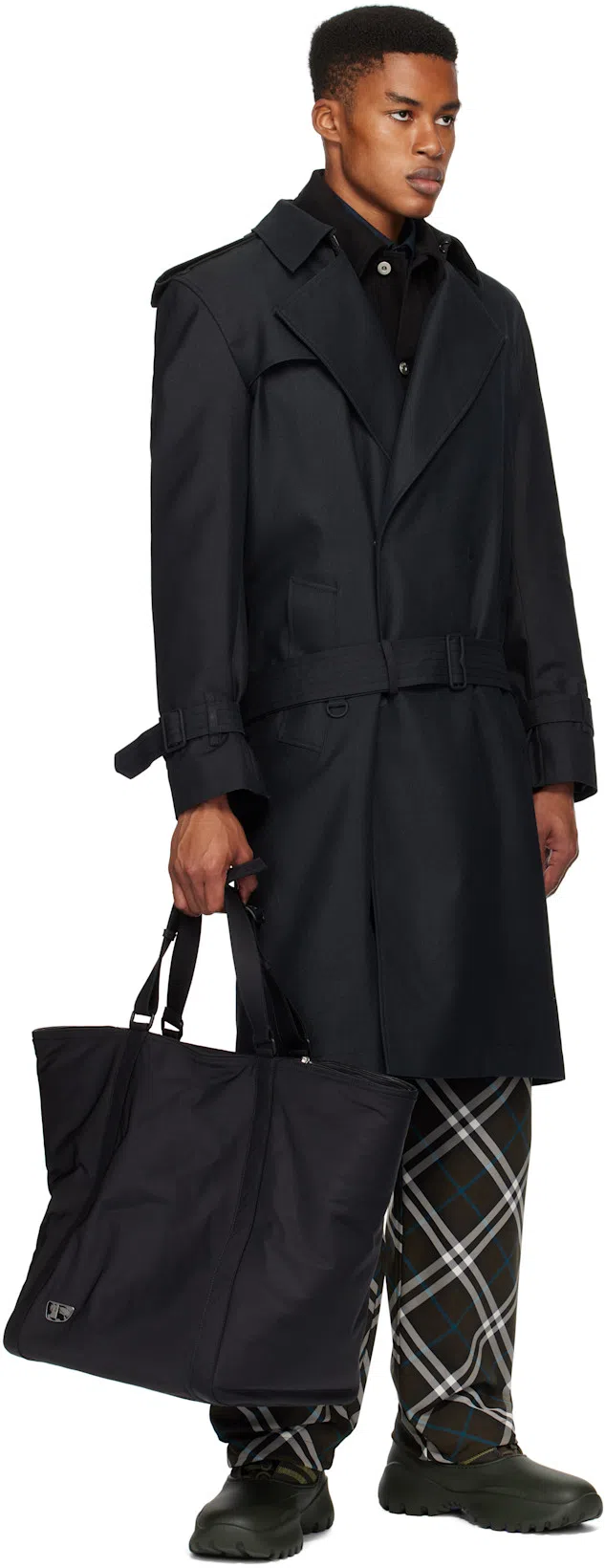 BURBERRY Nylon Trouser With Check Print In Multicolor