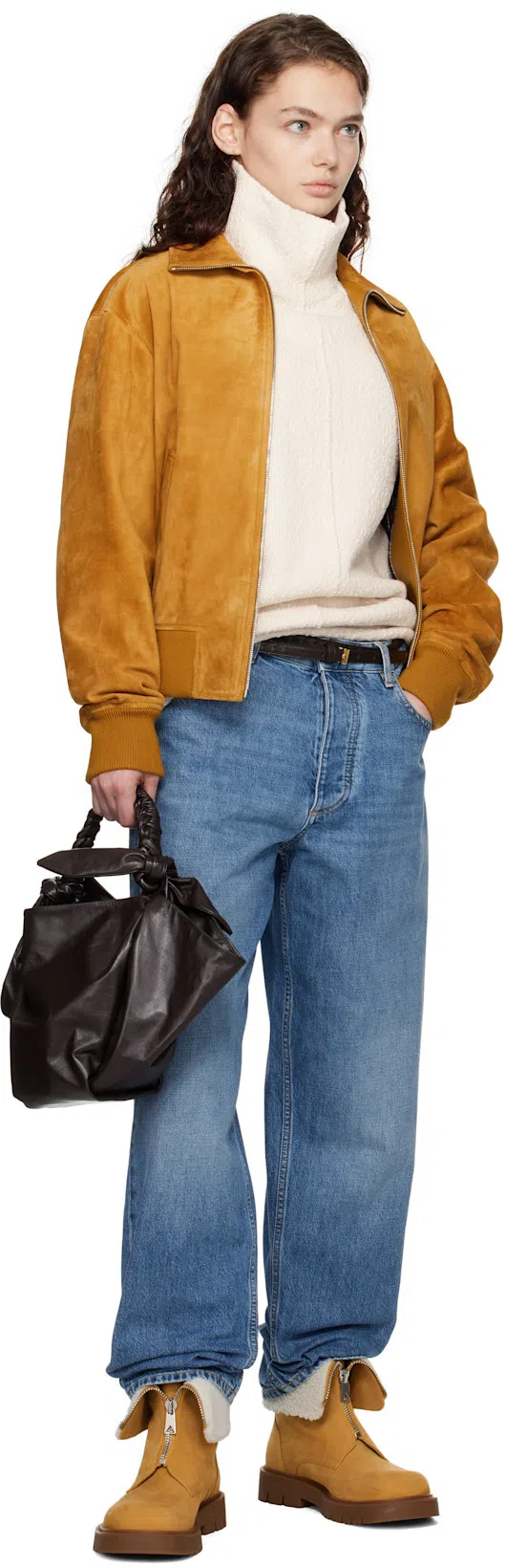 BOTTEGA VENETA Haddock Ankle Boot In 7186 Ochre-popcorn