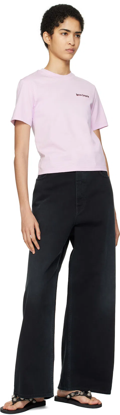 BALENCIAGA Women Black Rubber Cagole Thong Slippers In Multi