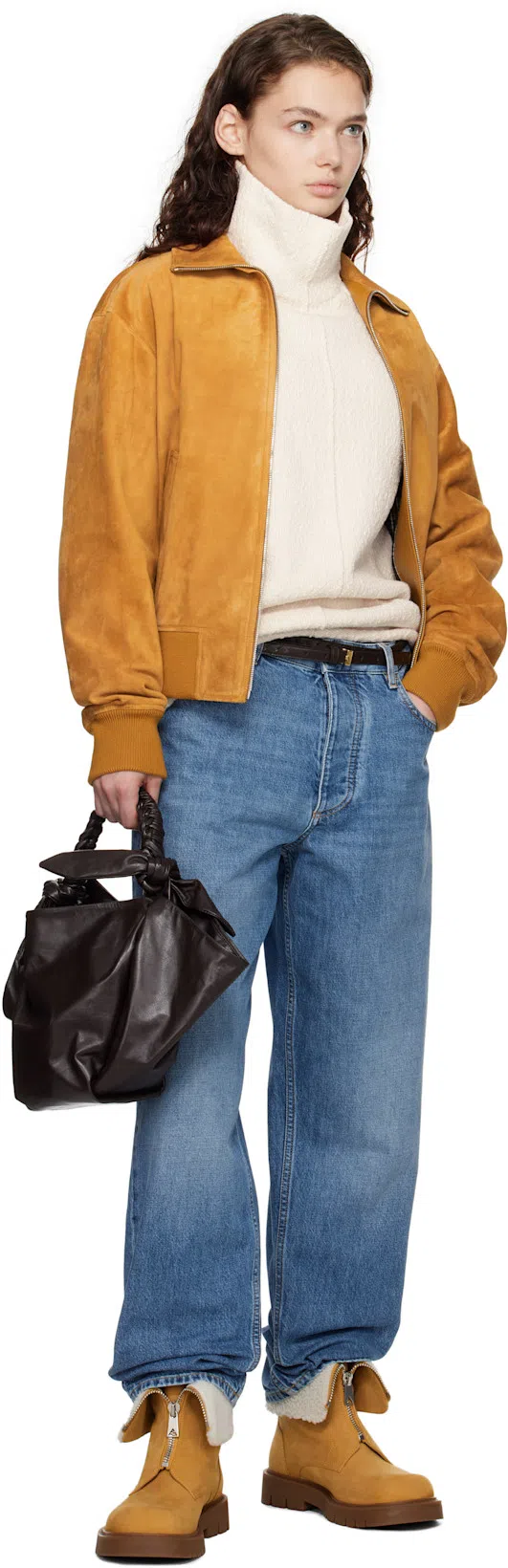 BOTTEGA VENETA Haddock Ankle Boot In 7186 Ochre-popcorn