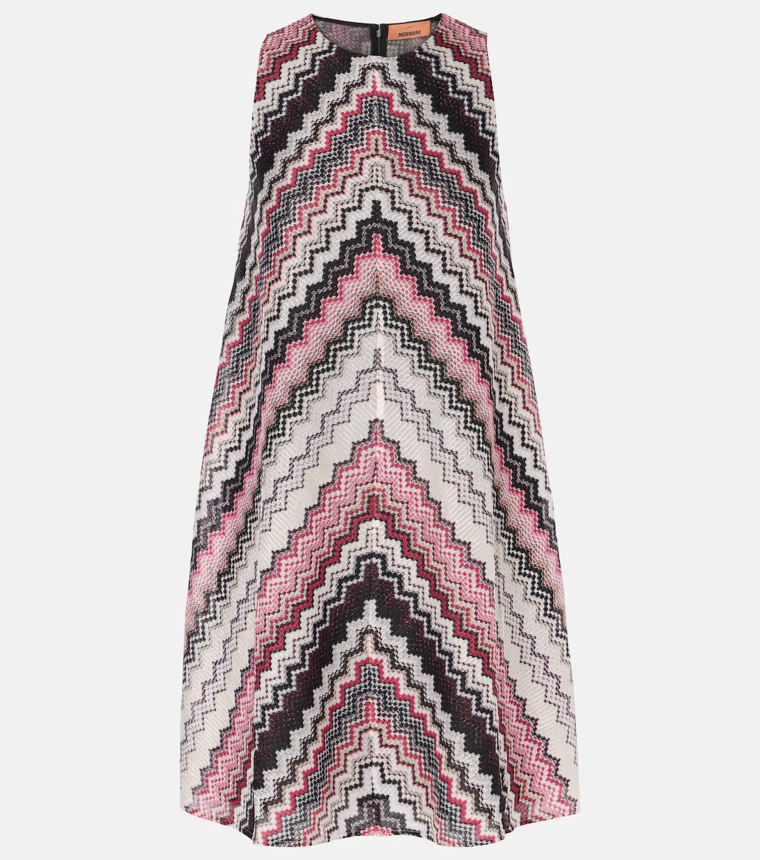 MISSONI Mini A-line Dress With Serrated Zigzag Lamé Motif In Multicolour