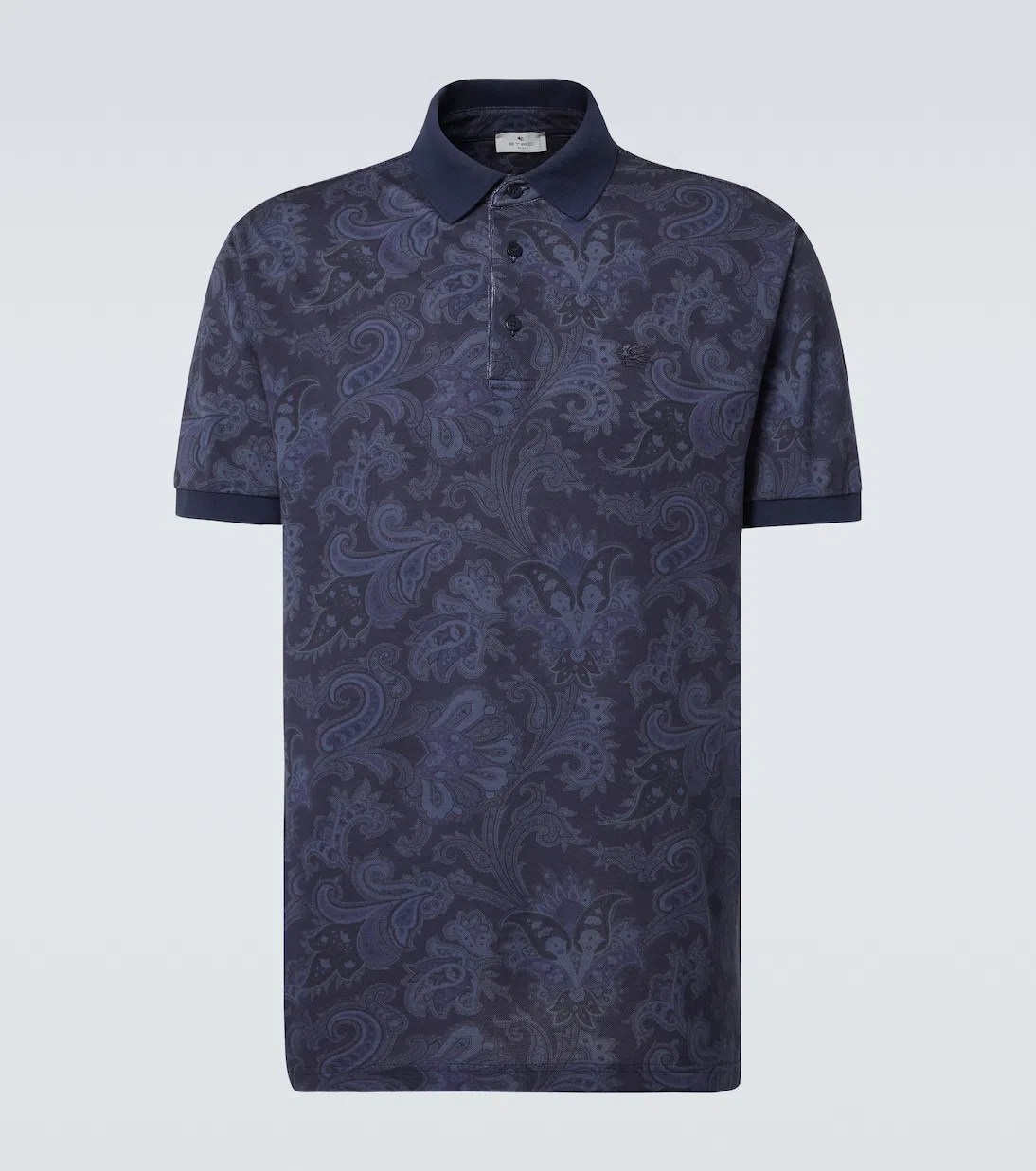 ETRO Paisley-print Cotton Polo Shirt In Blue