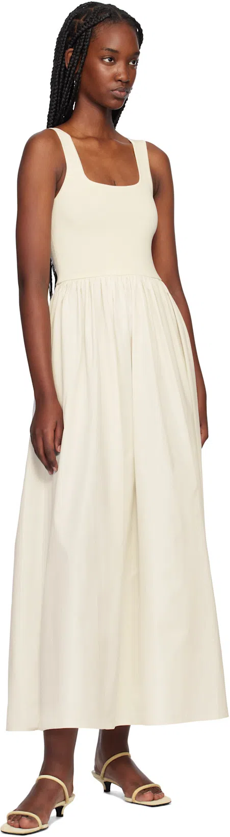 TOTÊME Minimalist Suede Leather Sandals In Neutro