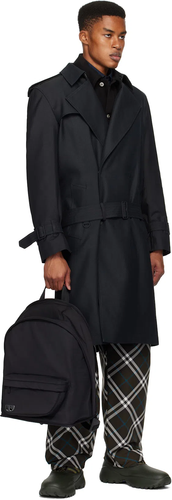 BURBERRY Nylon Trouser With Check Print In Multicolor