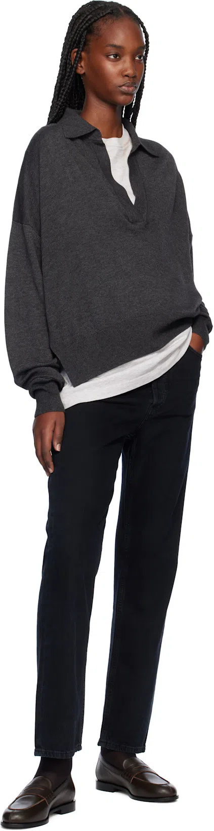 AEYDE Leather Loafers With Penny Strap And Round Toe In Brown