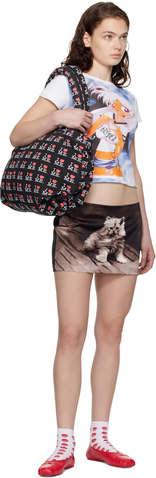 MARNI Red Nappa Leather Seamless Little Bow Ballet Flat