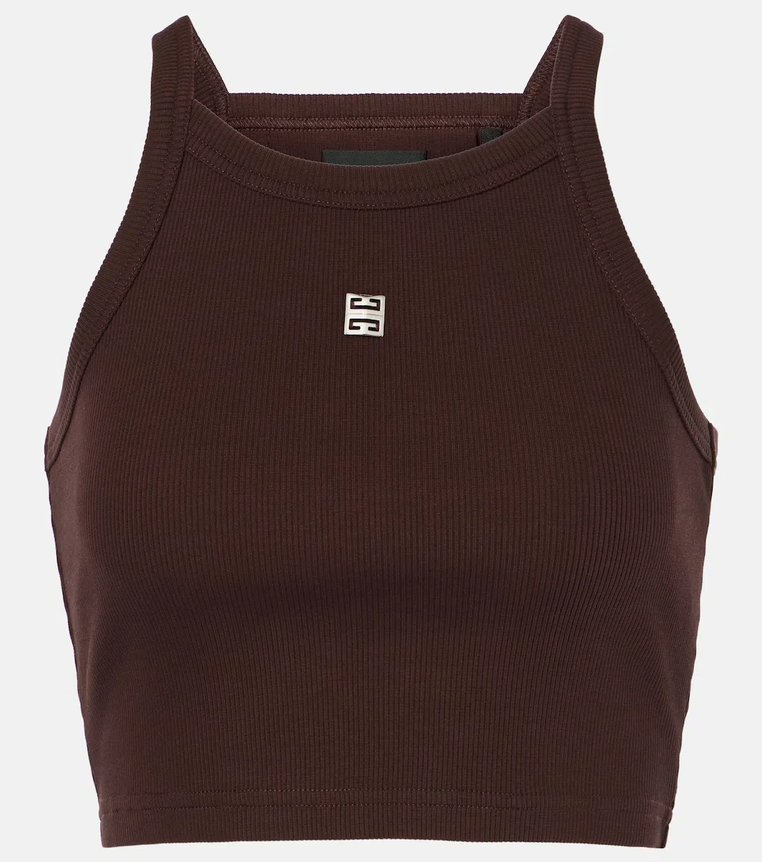 GIVENCHY 4g Logo Ribbed Crop Tank Top In Brown