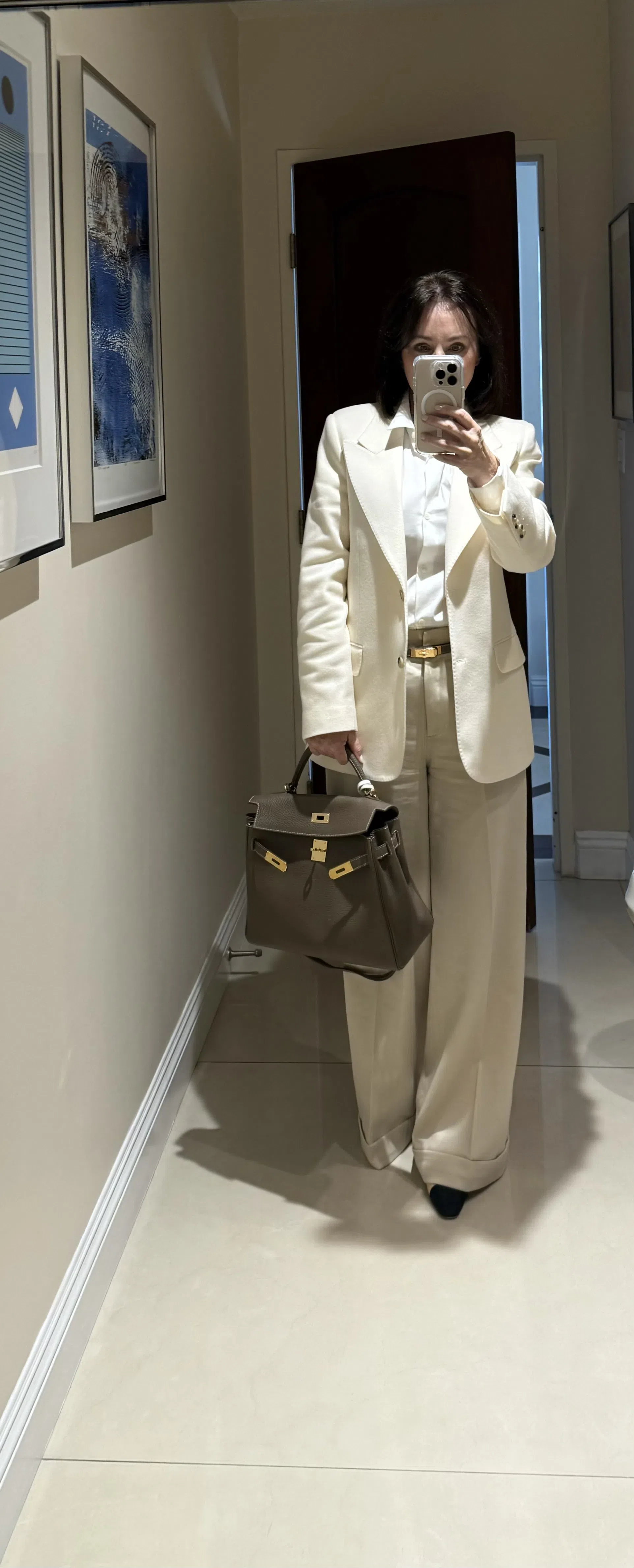 THE ROW Gordon High-waisted Wool-cotton Wide-leg Pants In Pink