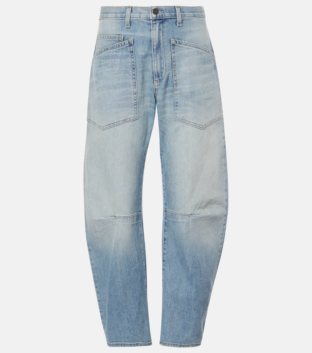 NILI LOTAN Shon High Waist Barrel Leg Jeans In Blue