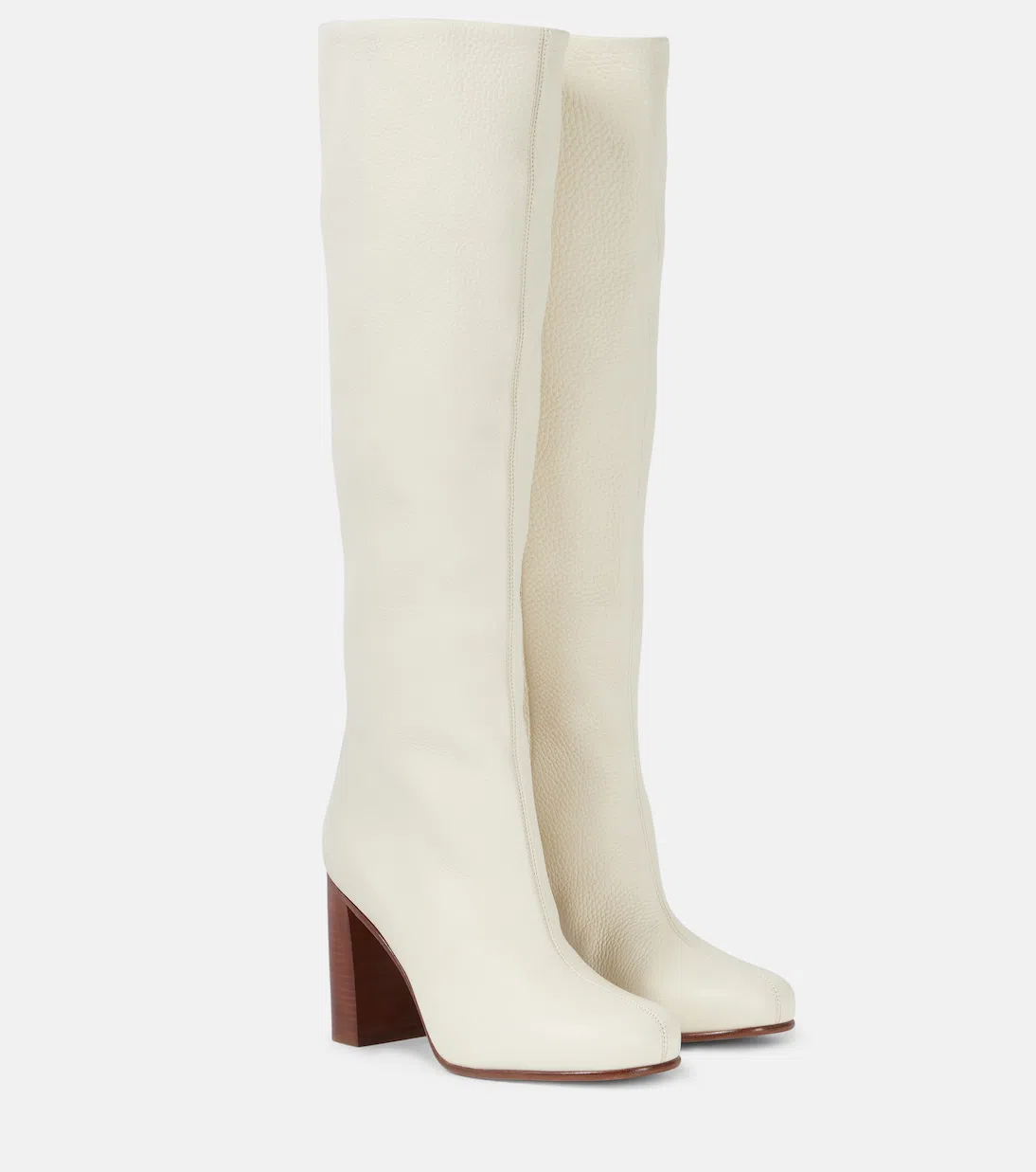 KHAITE Willow Leather Knee-high Boots In White