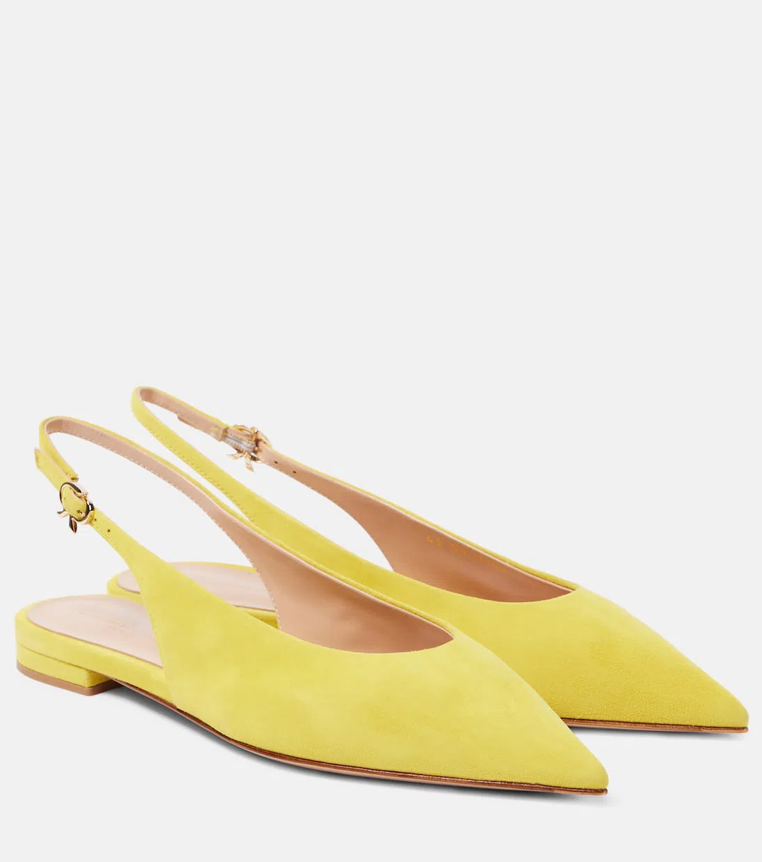 GIANVITO ROSSI Suede Slingback Flats In Yellow
