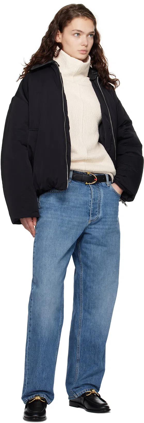 BOTTEGA VENETA Off-white Compact Cotton Turtleneck In 9071 Chalk