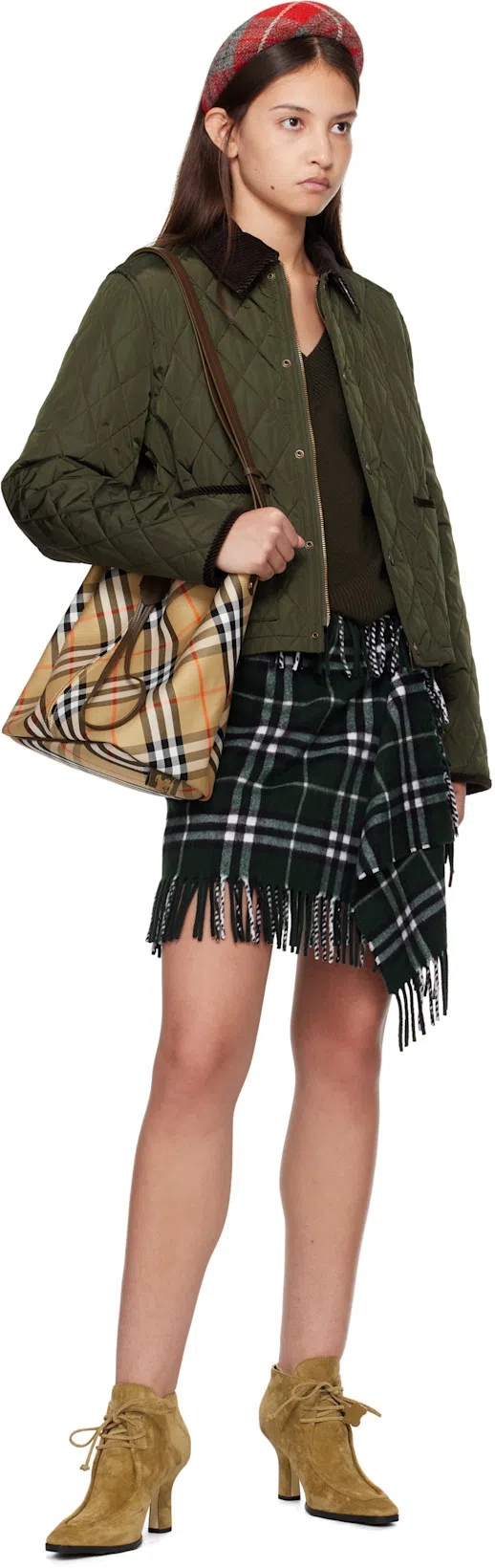 BURBERRY Small Bucket With Shoulder Strap Check In Brown