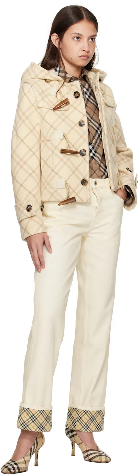 BURBERRY Archivio Check Baby Pumps In Alabaster Ip Check