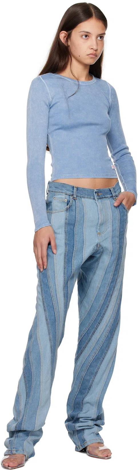 MUGLER Spiral Straight-leg Jeans In Blue