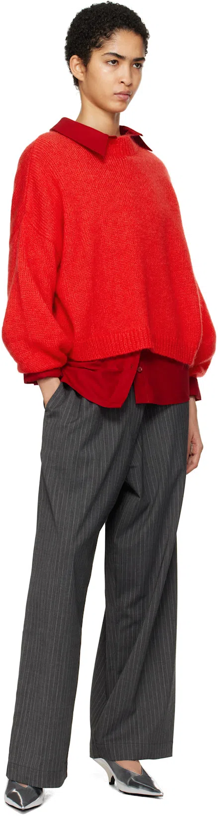 JACQUEMUS Long-sleeved Shirt In 480 Dark Red