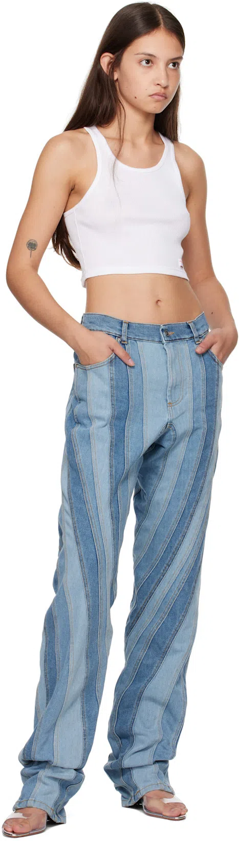 MUGLER Spiral Straight-leg Jeans In Blue