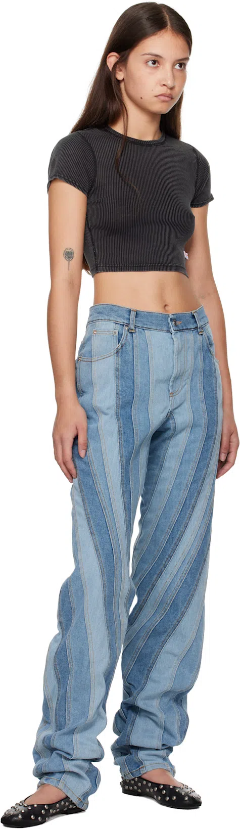 MUGLER Spiral Straight-leg Jeans In Blue