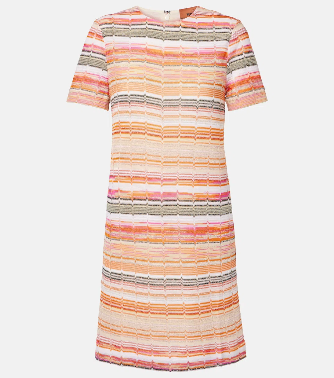 MISSONI Short-sleeved Mini Dress With Lamé Zigzag Greek Key In Multicolor
