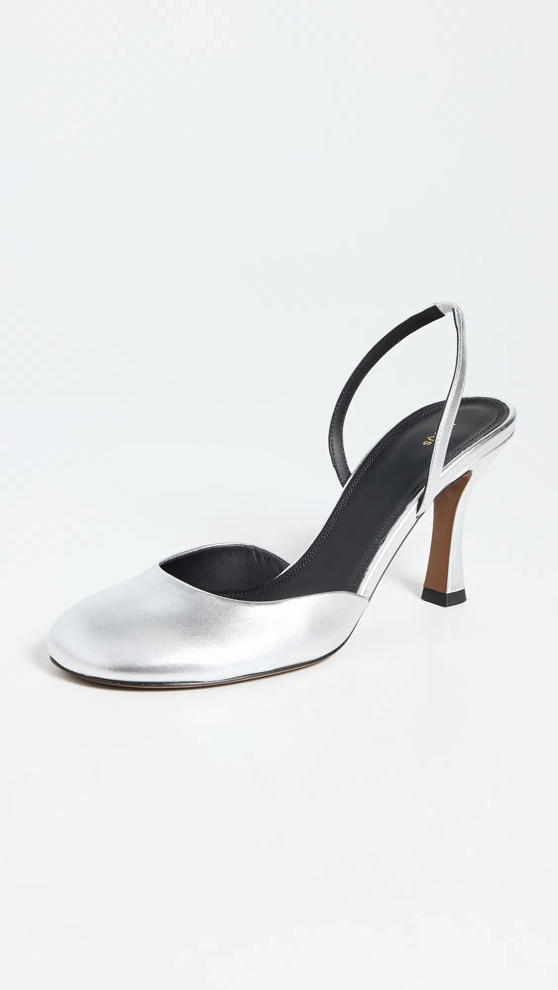NEOUS Baten Metallic Leather Slingback Pumps In Silver