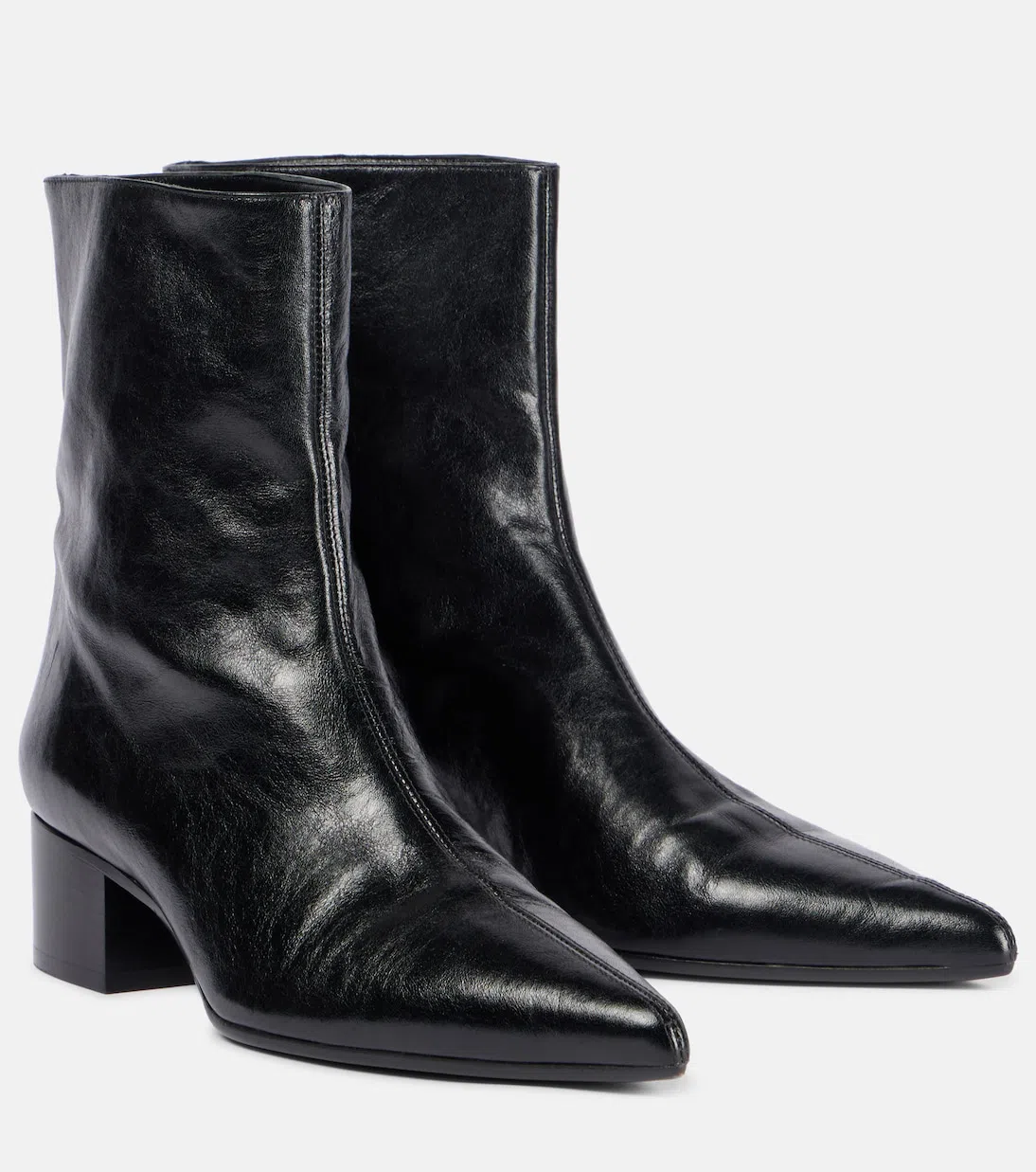 KHAITE Andee Leather Ankle Boots In Black