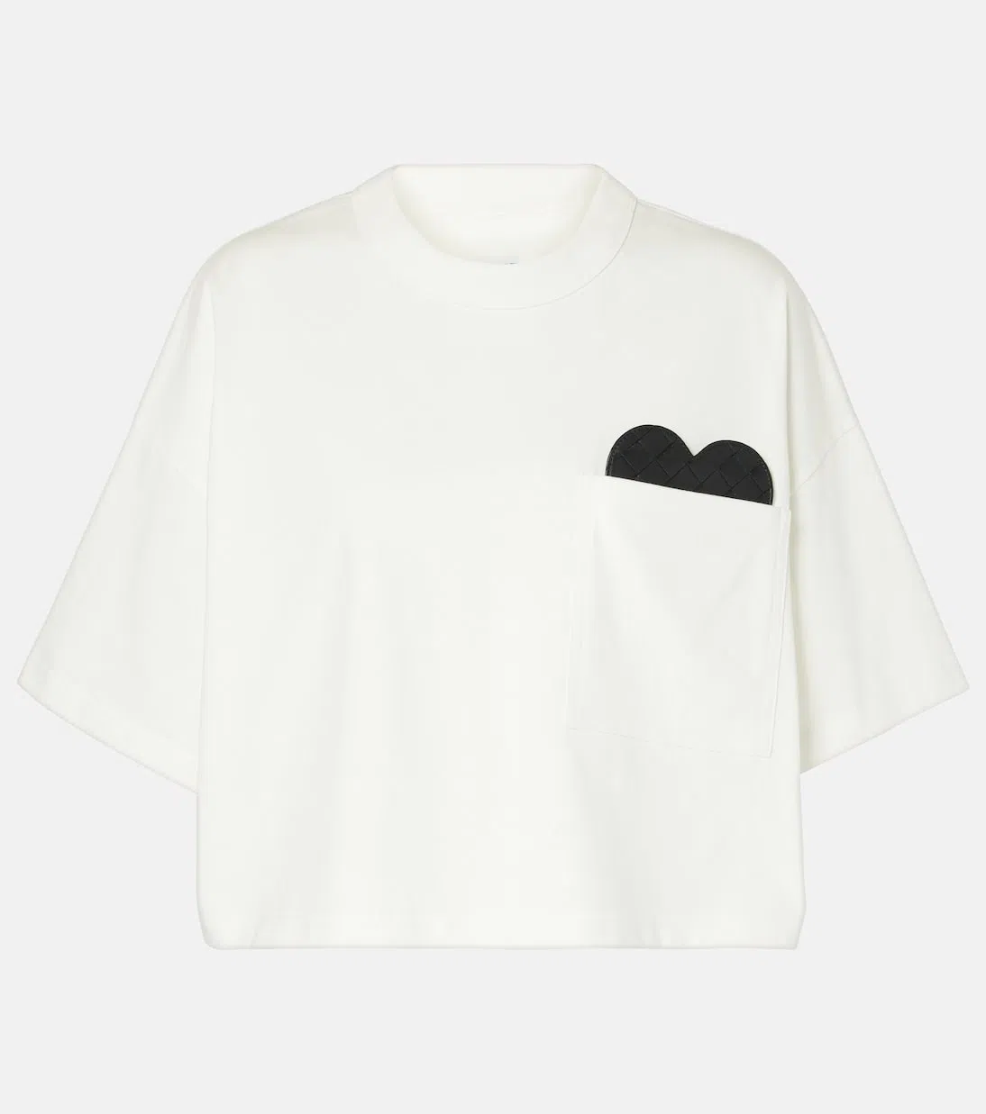BOTTEGA VENETA White Short-sleeved Crop T-shirt With Heart
