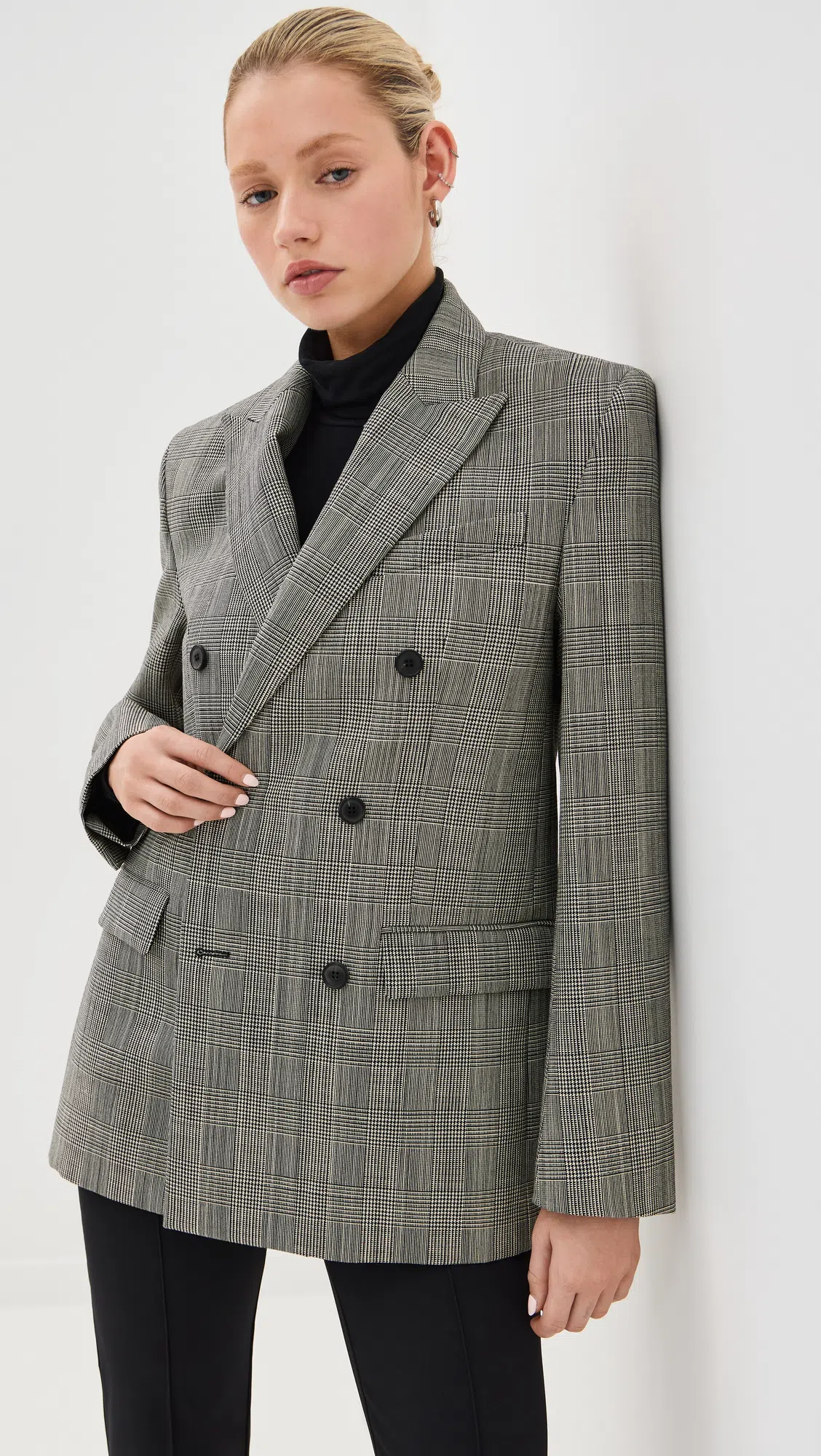 WARDROBE.NYC Grey Checked Blazer In Pow Prince Of Wales