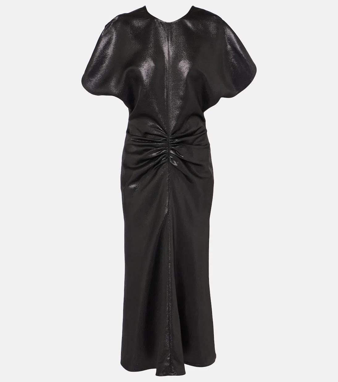 VICTORIA BECKHAM Navy Blue Long Dress With Gathered Waist In White