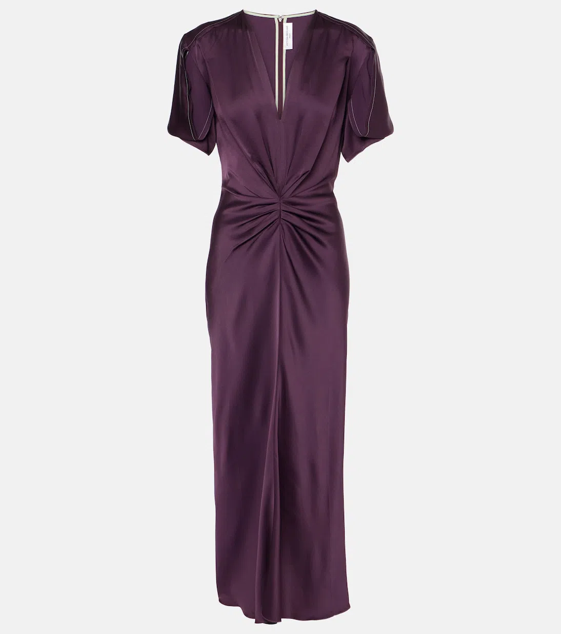 VICTORIA BECKHAM Ruched V-neck Midi Dress In Purple